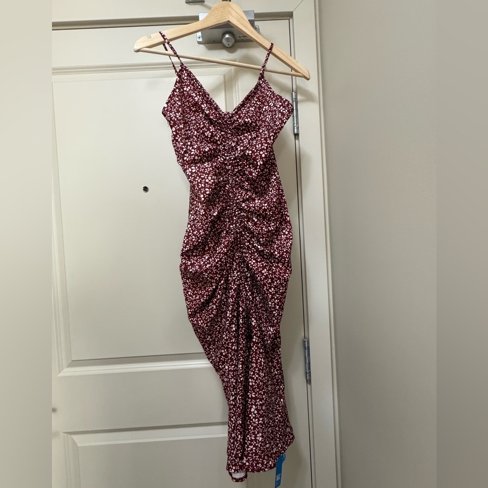 Burgundy Floral Maxi Slip Dress